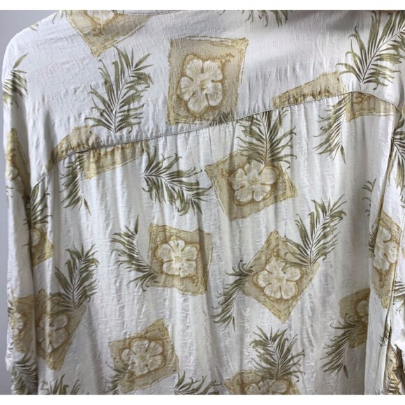 Caribbean Joe Shirt Adult XXL Mens Beige Short Sleeve Hawaiian Floral Button Up - Picture 7 of 11